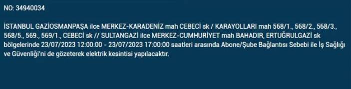 İstanbul'da elektrik kesintisi olacak ilçeler açıklandı. Saatler sürecek 5