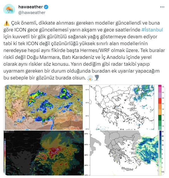 İstanbul’u bugün ve yarın süper hücre vuracak. Dikkat. Karadeniz’den süratle geliyor 7