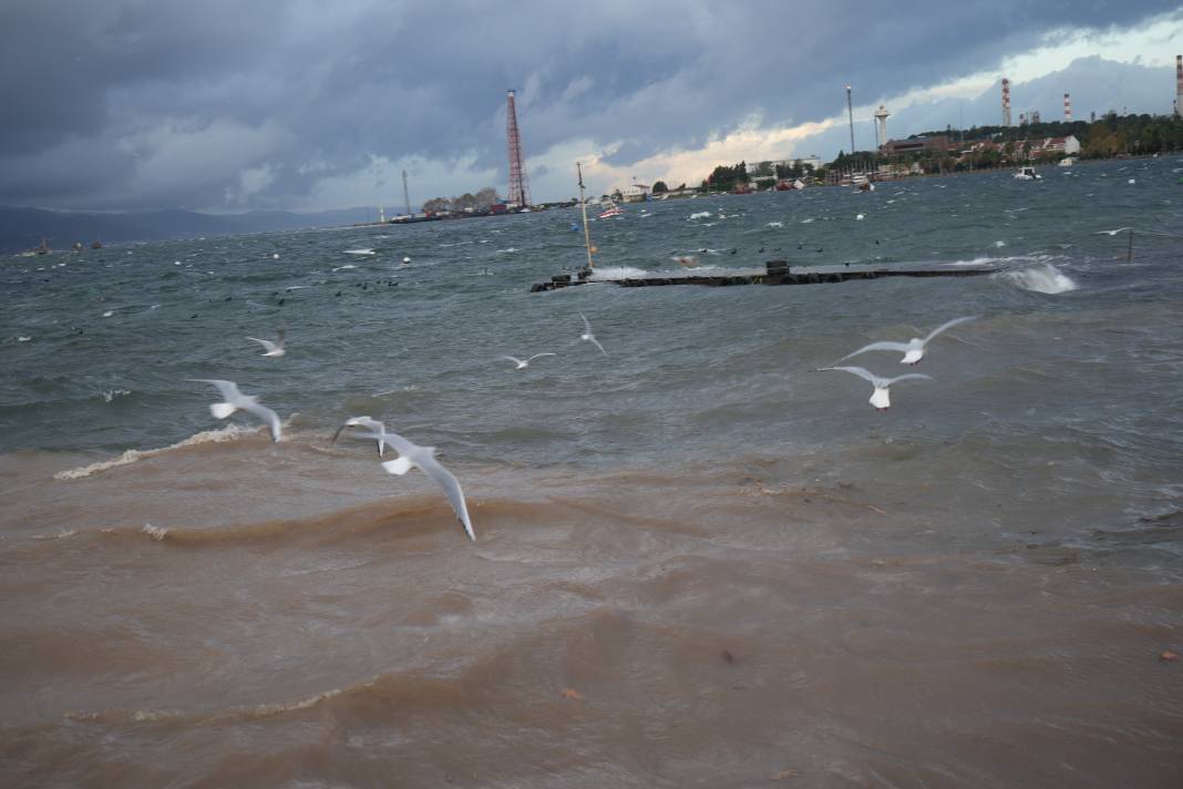 Kocaeli'de şiddetli fırtına denizi taşırdı. Sahil bantları sular altında kaldı 9