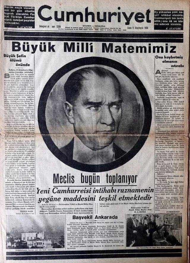 Atatürk'ün ölümü böyle duyuruldu. 10 Kasım 1938'in gazete manşetleri 12