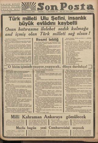 Atatürk'ün ölümü böyle duyuruldu. 10 Kasım 1938'in gazete manşetleri 7