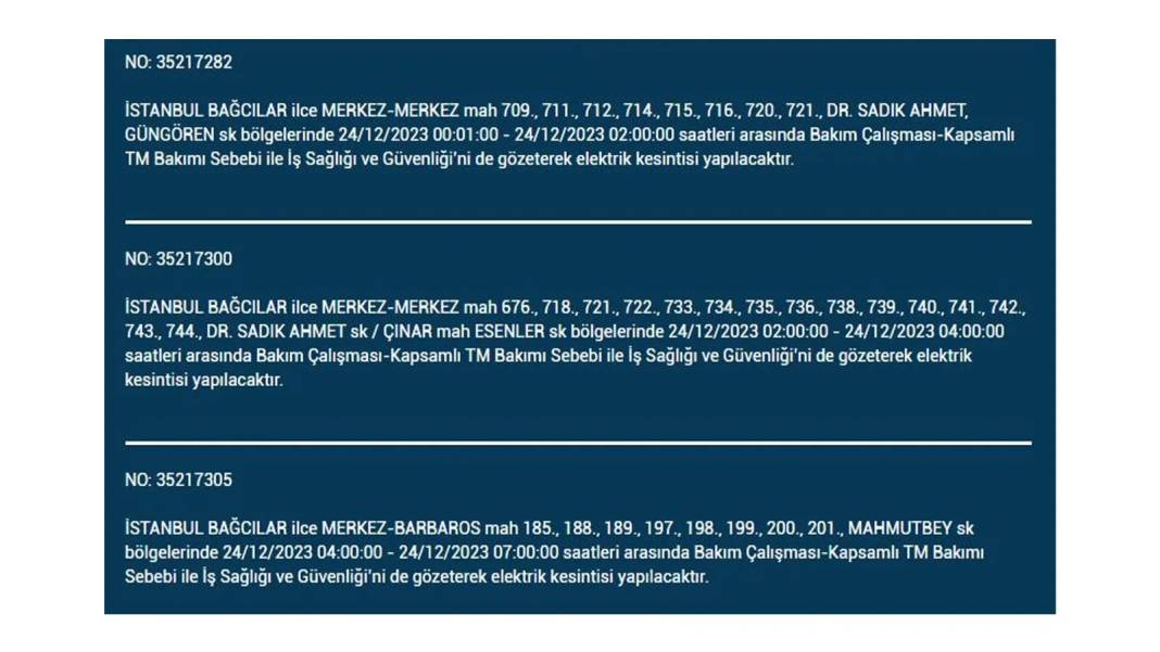 İstanbul'da pek çok ilçede elektrik kesilecek. İşte mahalle mahalle o liste 4