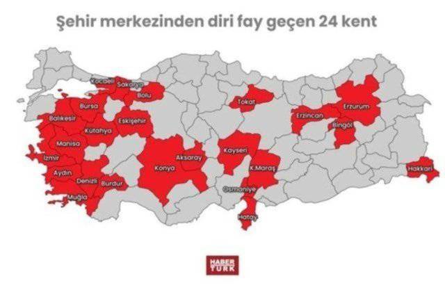 Türkiye fay hattı haritası güncellendi. 45 il risk altında 12