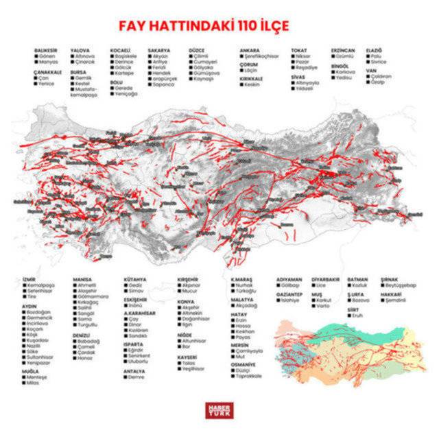 Türkiye fay hattı haritası güncellendi. 45 il risk altında 8