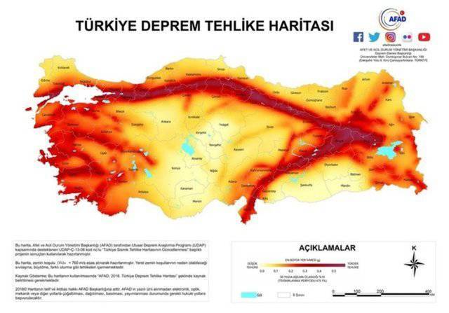 Türkiye fay hattı haritası güncellendi. 45 il risk altında 6