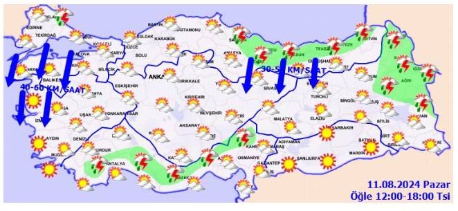 Pazar günü gezme planları olanlar dikkat! Fırtına uyarısı yapıldı. 12 ile sağanak geliyor 10