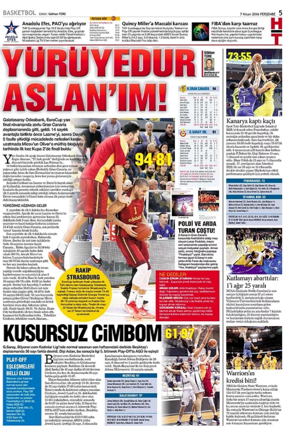 Günün Spor Manşetleri - 07.04. 2016 9