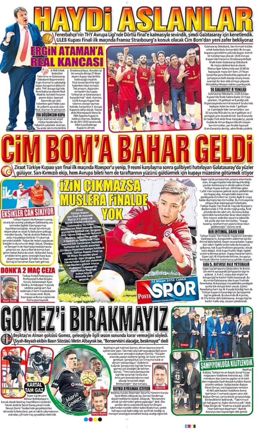 Günün Spor Manşetleri - 22 04 2016 12