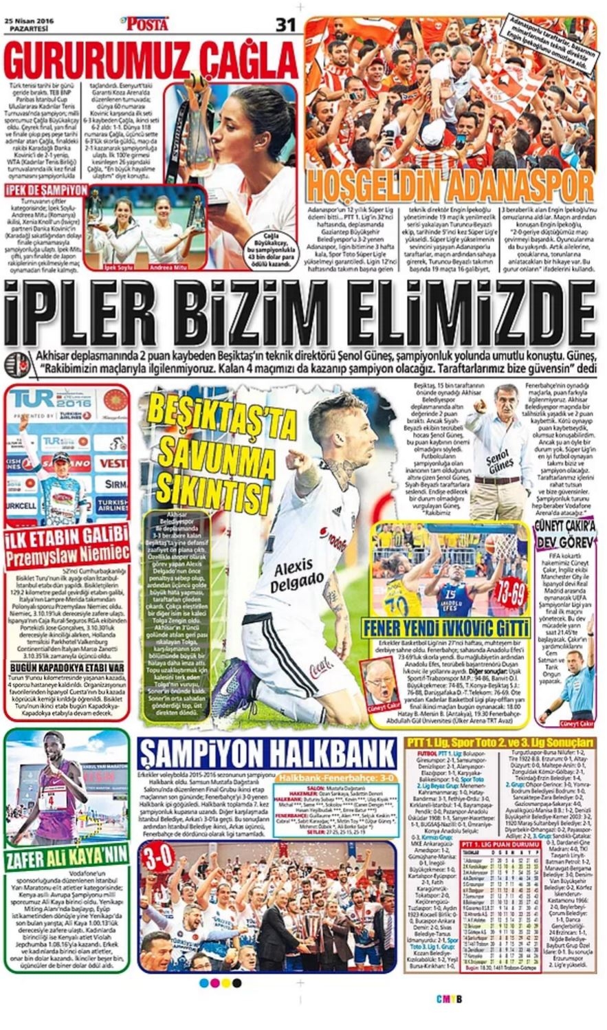 Günün Spor Manşetleri - 25 04 2016 13