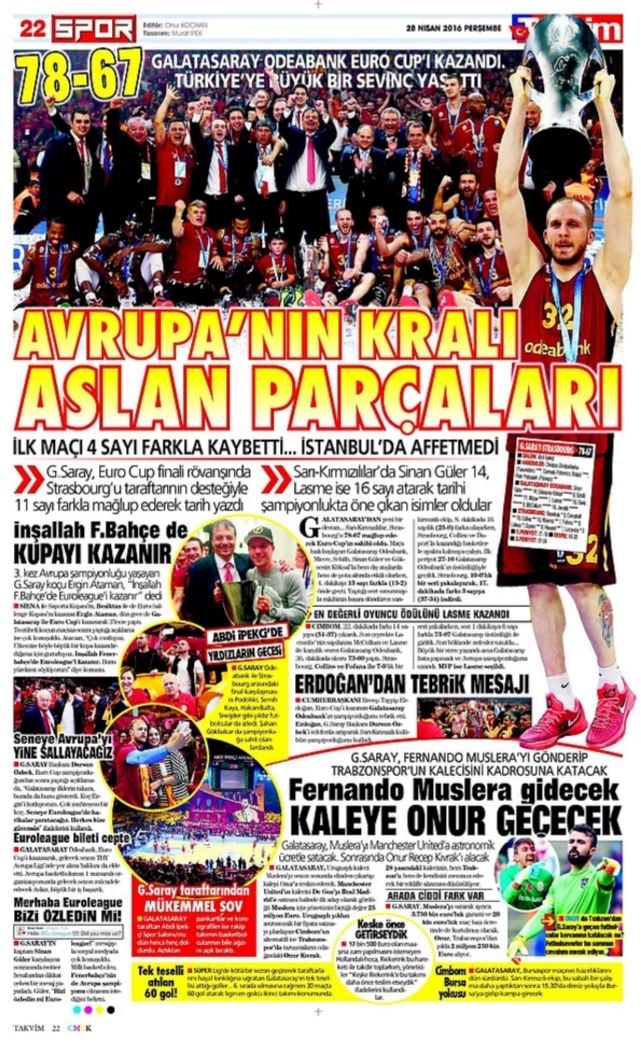 Günün Spor Manşetleri - 28 04 2016 17