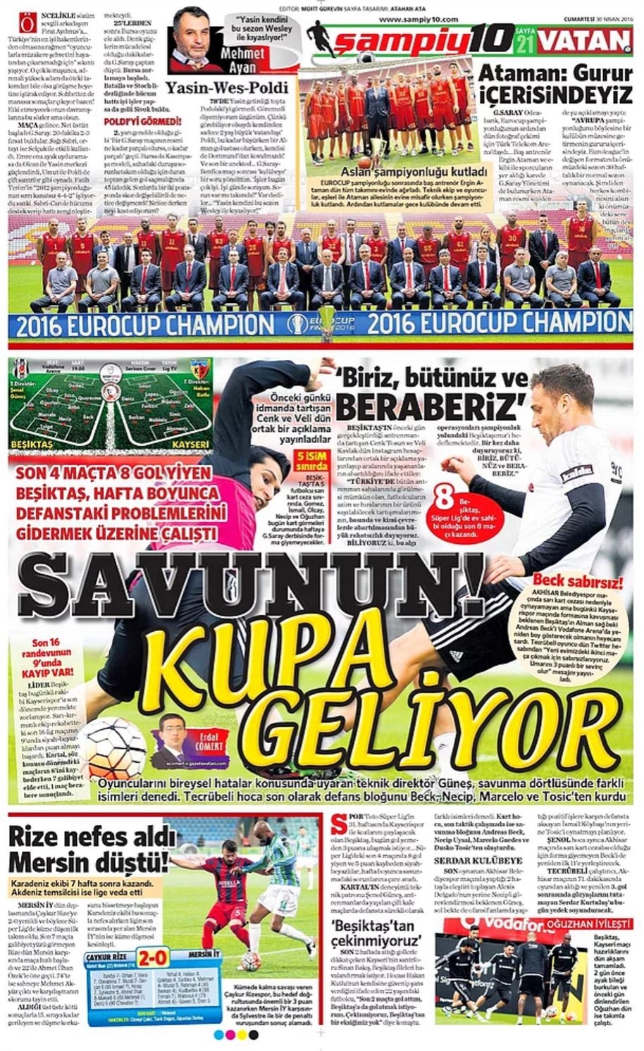 Günün Spor Manşetleri - 30 04 2016 22