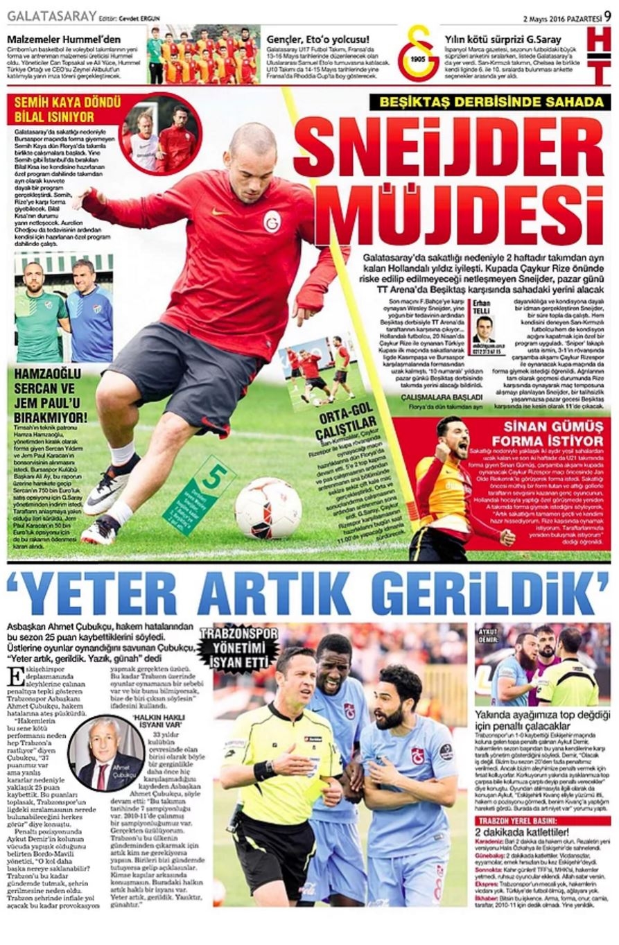 Günün Spor Manşetleri - 02 05 2016 6