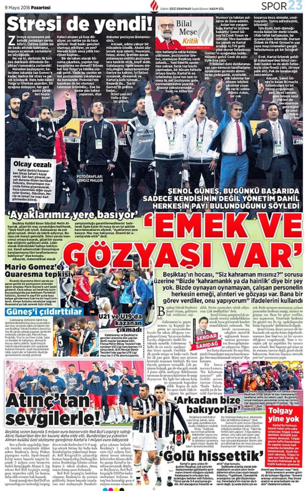 Günün Spor Manşetleri - 09 05 2016 12