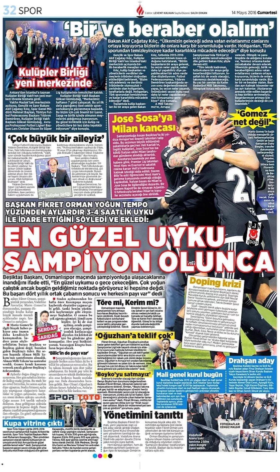 Günün Spor Manşetleri - 14 05 2016 12