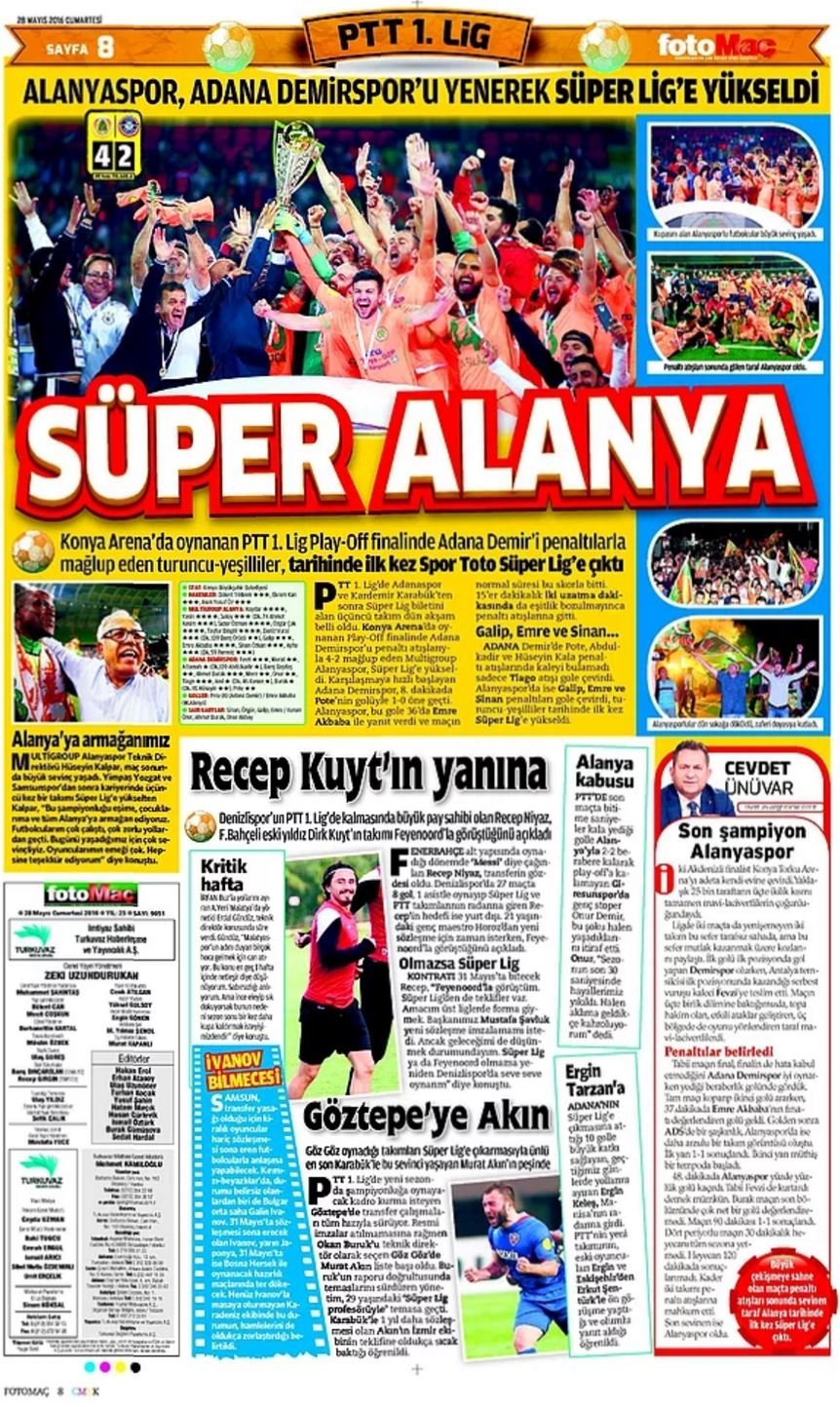 Günün Spor Manşetleri - 28 05 2016 7