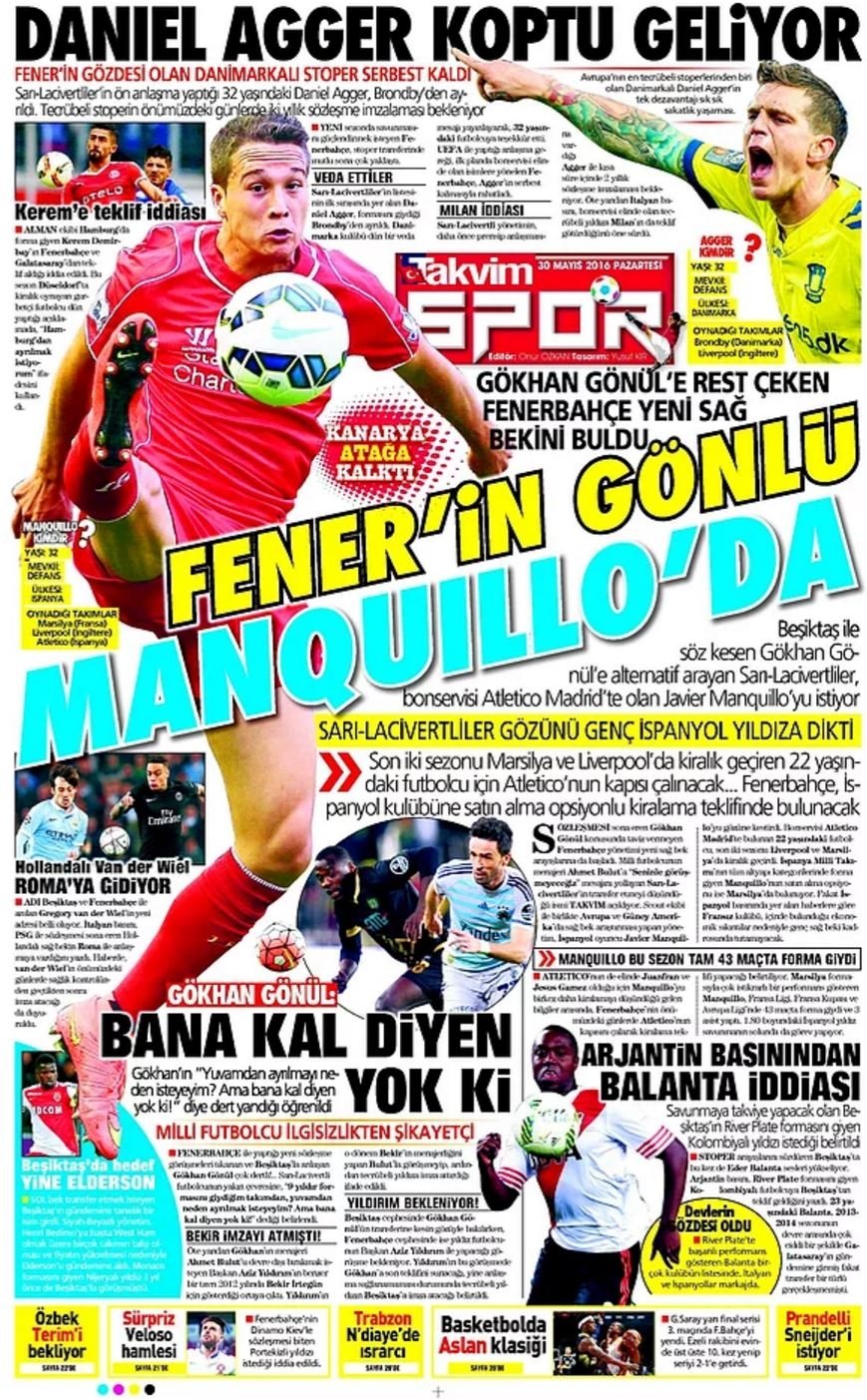 Günün Spor Manşetleri - 30 05 2016 17