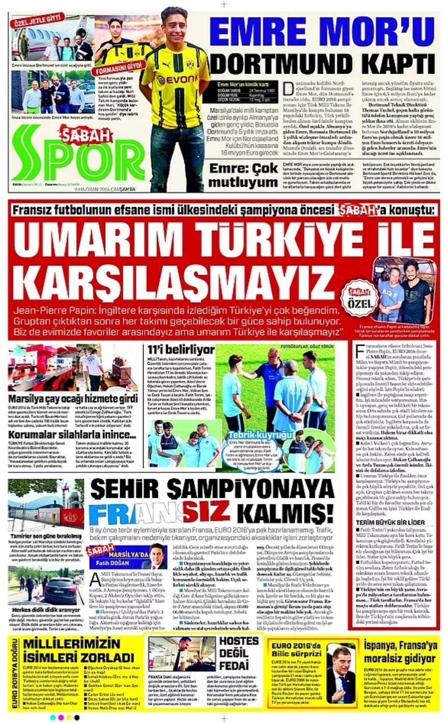 Günün Spor Manşetleri - 08 06 2016 14