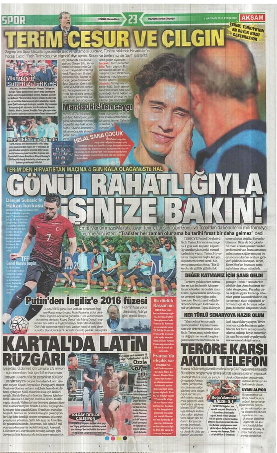 Günün Spor Manşetleri - 09 06 2016 1