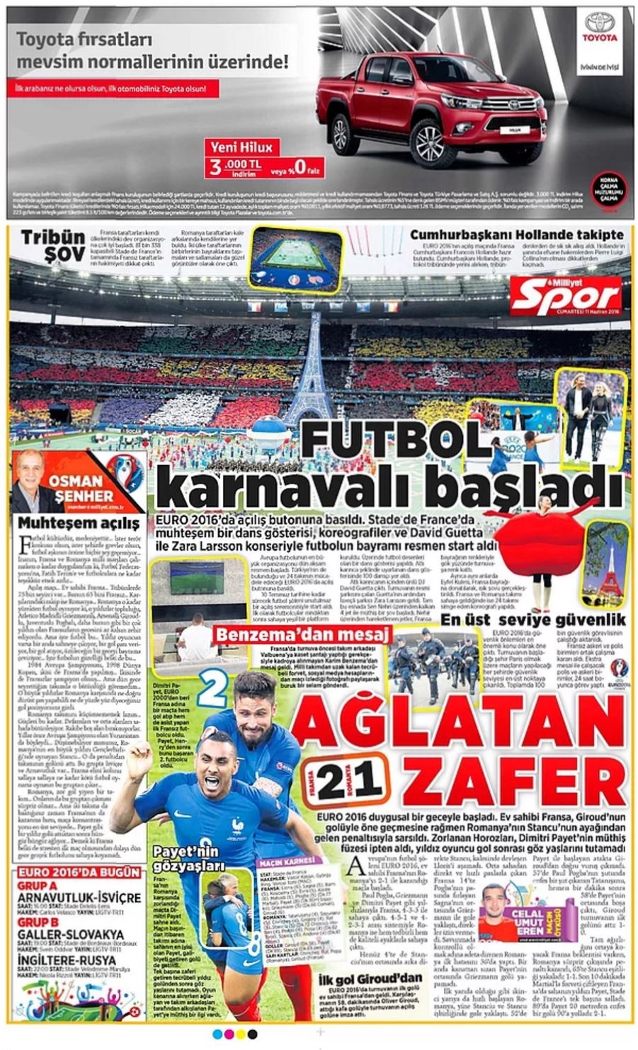 Günün Spor Manşetleri - 11 06 2016 9