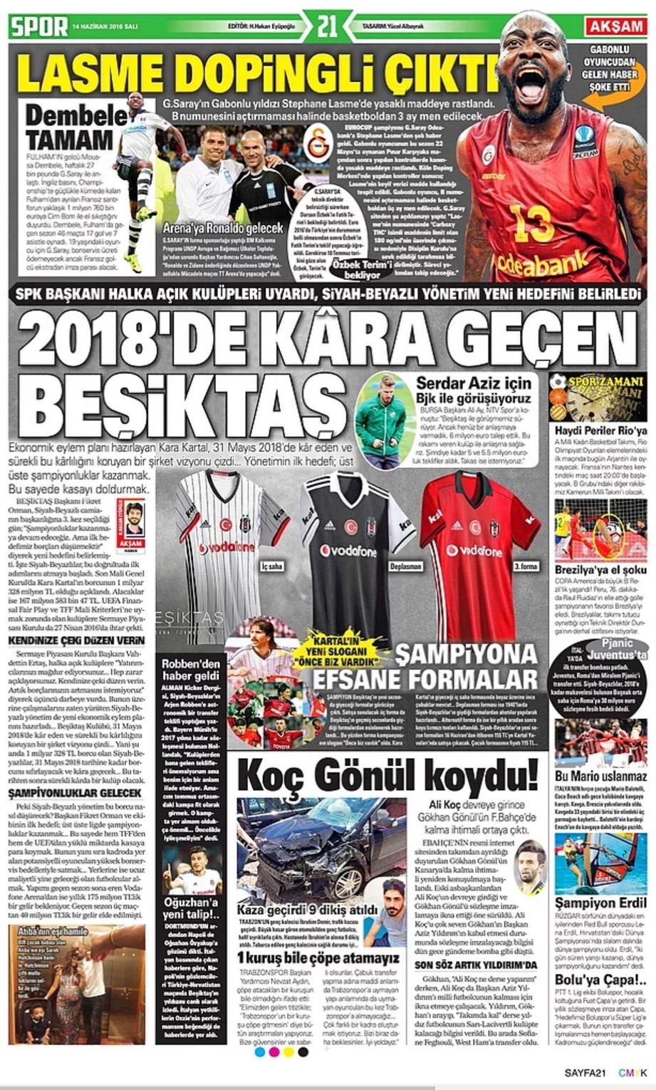 Günün Spor Manşetleri - 14 06 2016 1