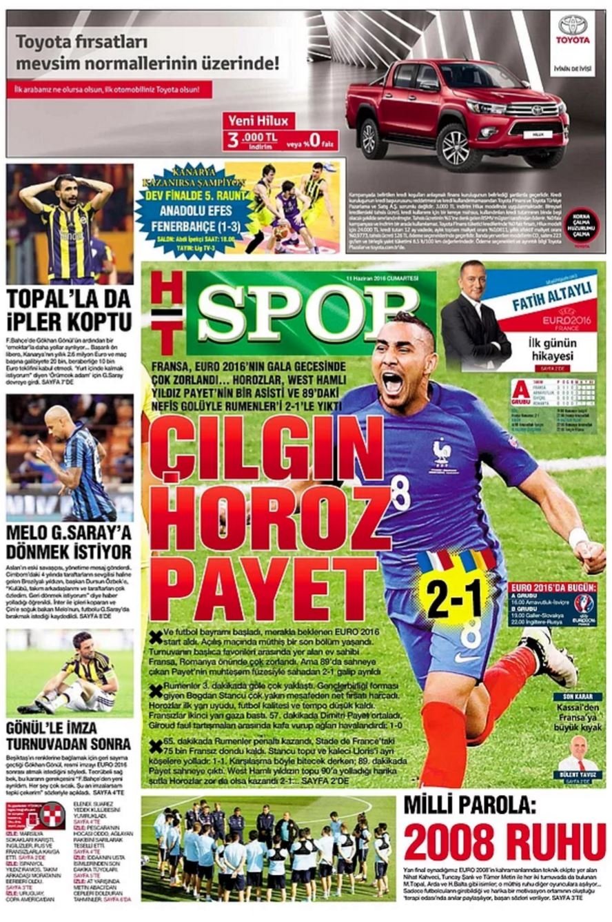 Günün Spor Manşetleri - 14 06 2016 8