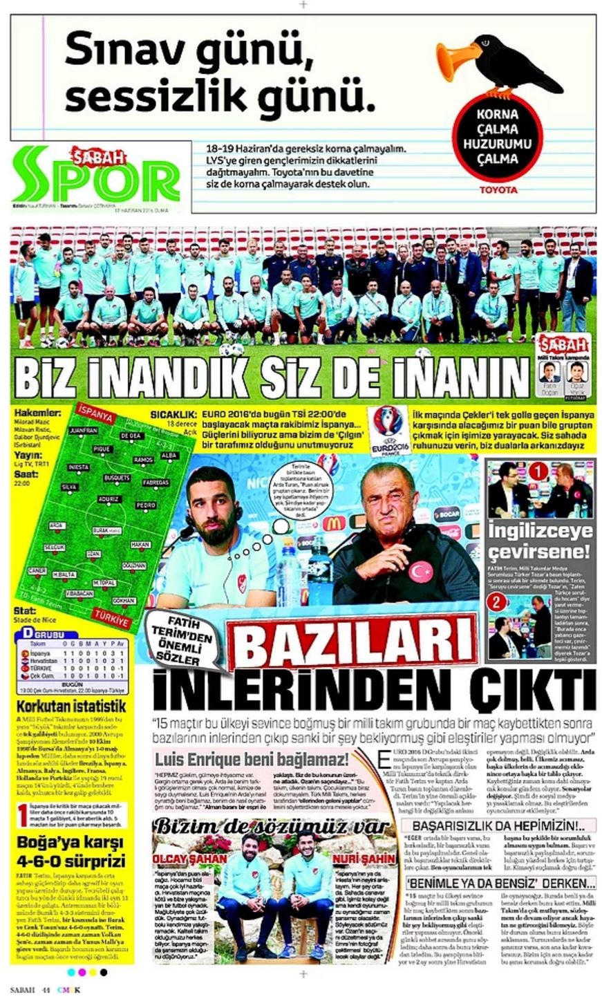 Günün Spor Manşetleri - 17 06 2016 11