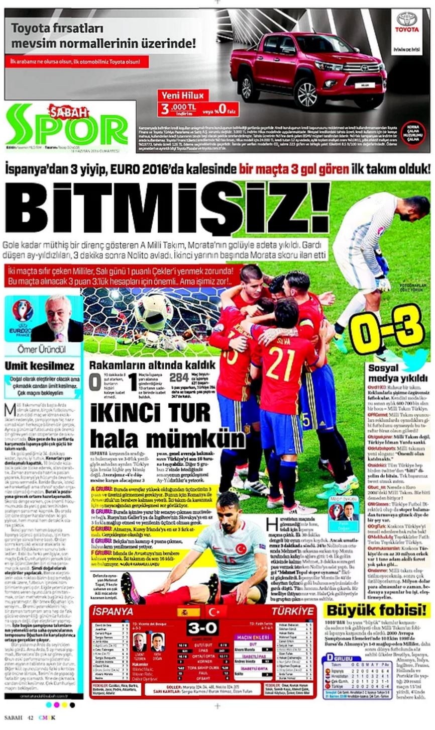 Günün Spor Manşetleri - 18 06 2016 9