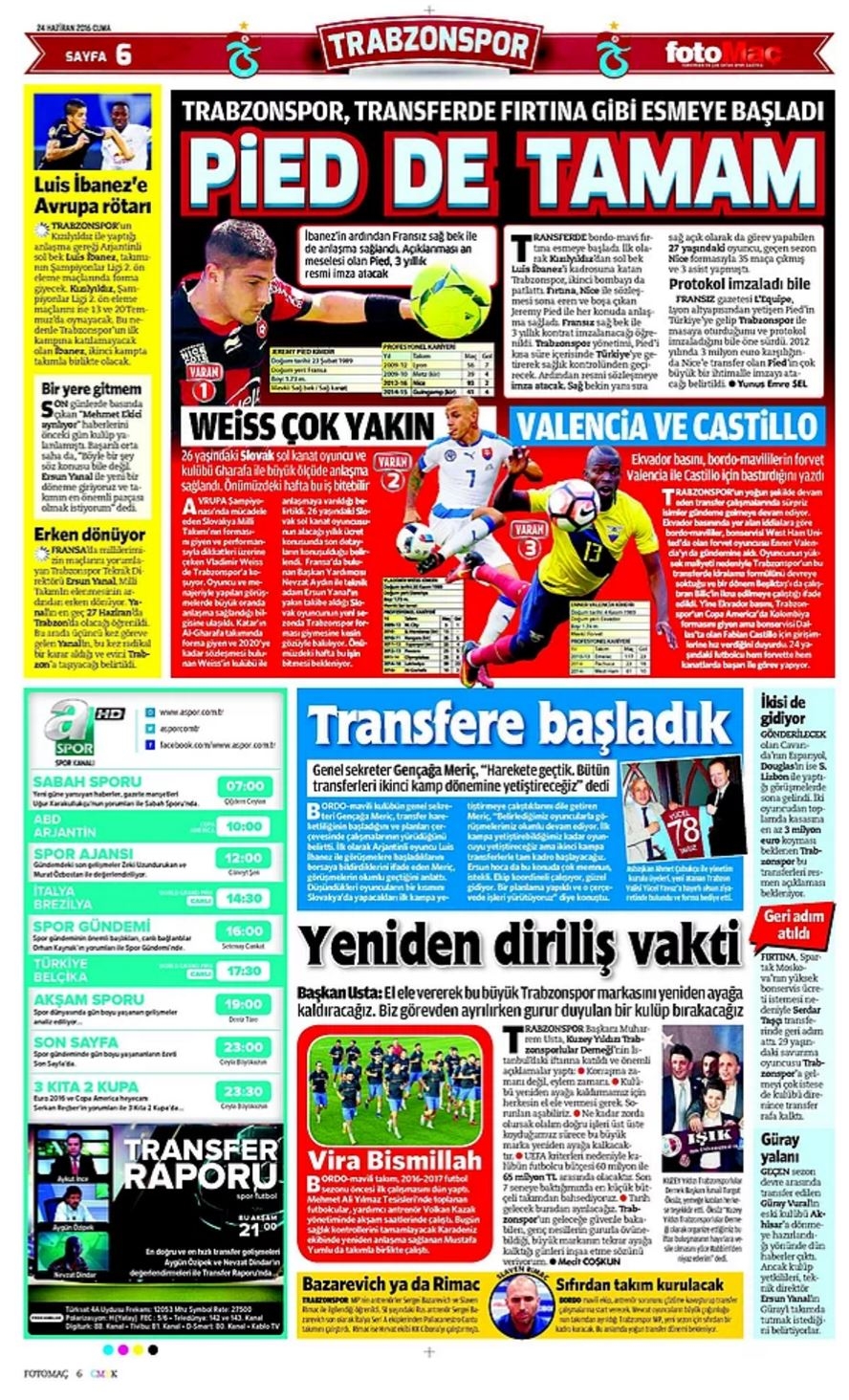 Günün Spor Manşetleri - 24 06 2016 8