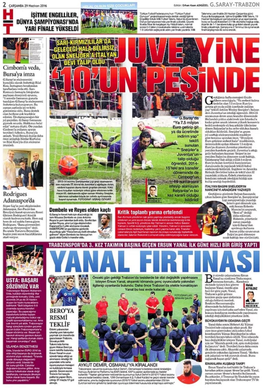 Günün Spor Manşetleri - 29 06 2016 6