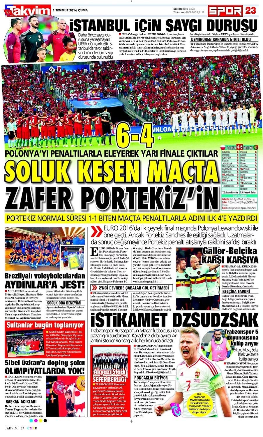 Günün Spor Manşetleri - 01 07 2016 16