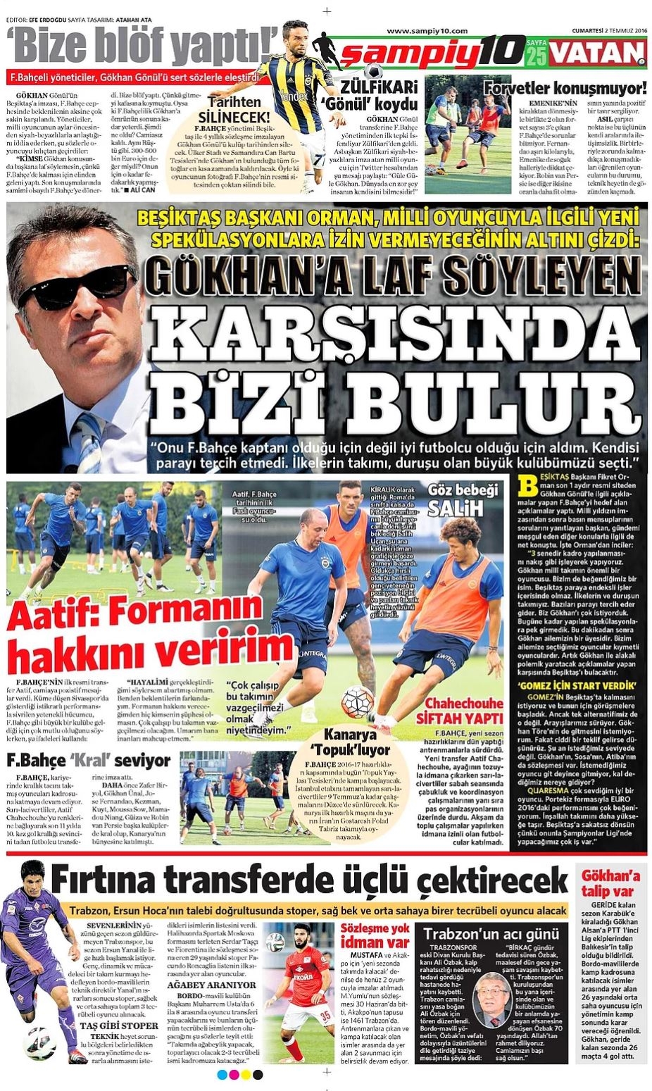 Günün Spor Manşetleri - 02 07 2016 16