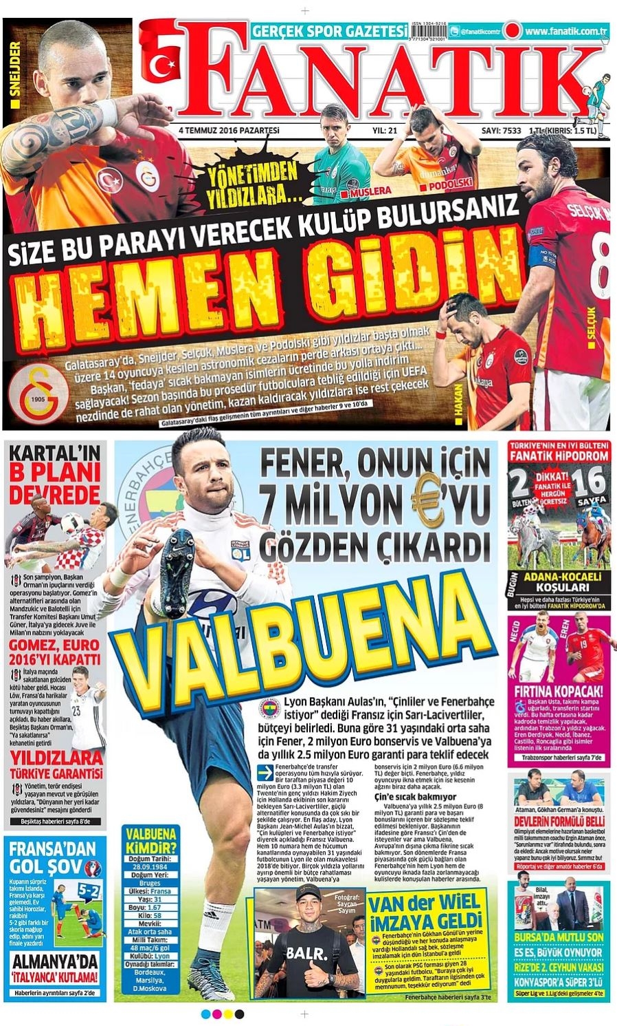 Günün Spor Manşetleri - 04 07 2016 3