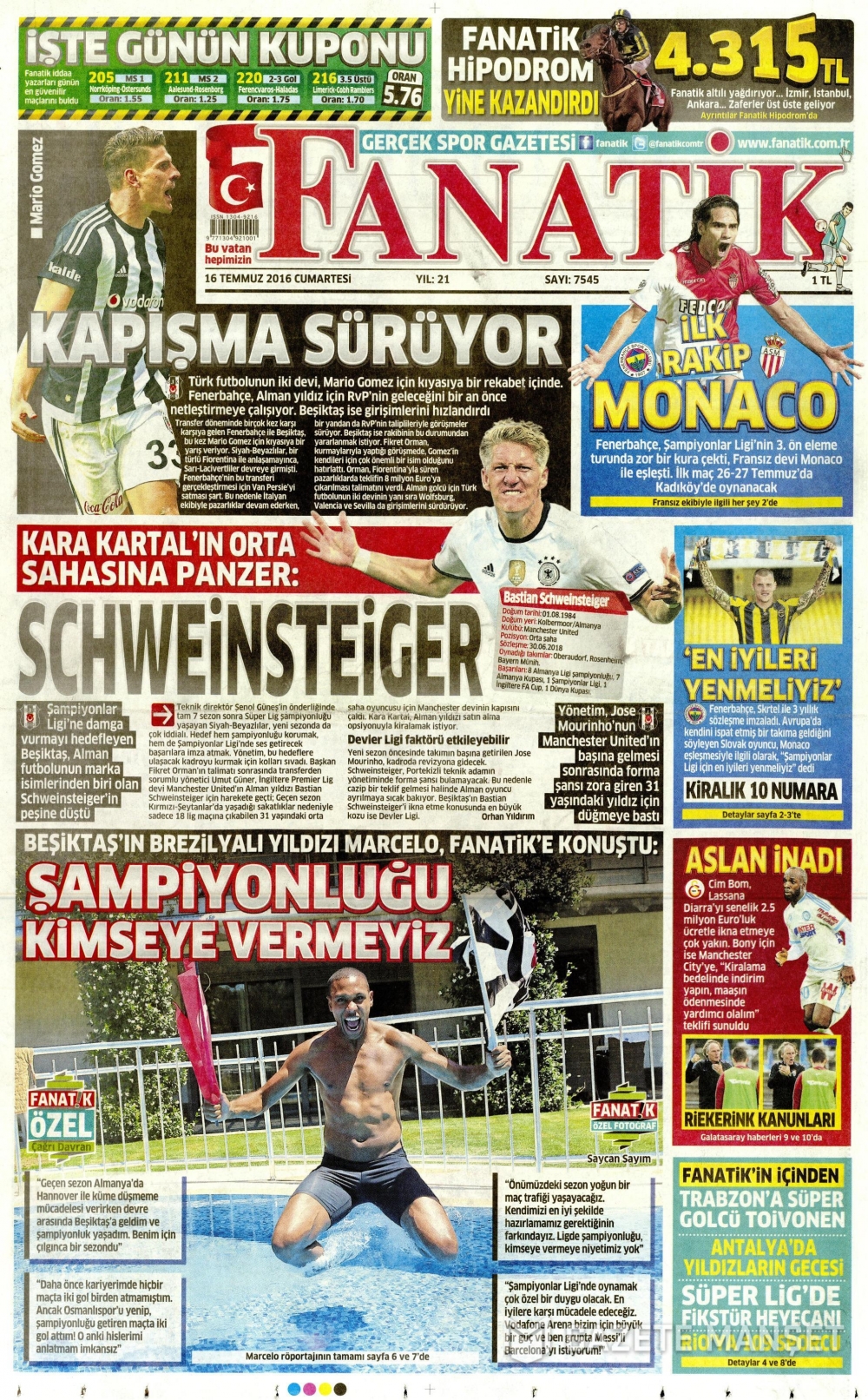 Günün Spor Manşetleri - 16 07 2016 2