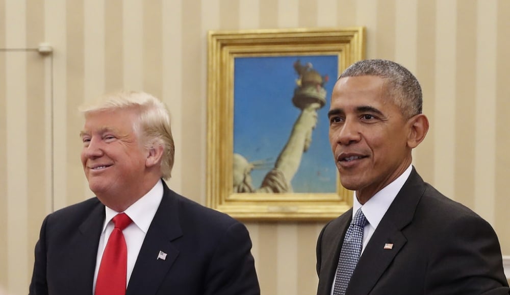 Trump Obama görüşmesinden ilginç kareler 1