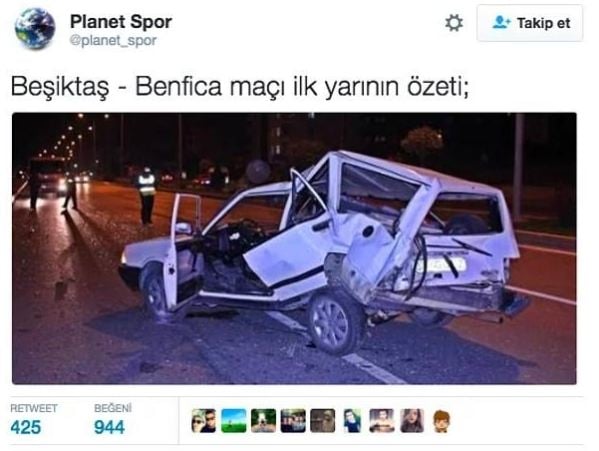 Beşiktaş - Benfica maçıyla ilgili tarihe geçen 16 tweet 9