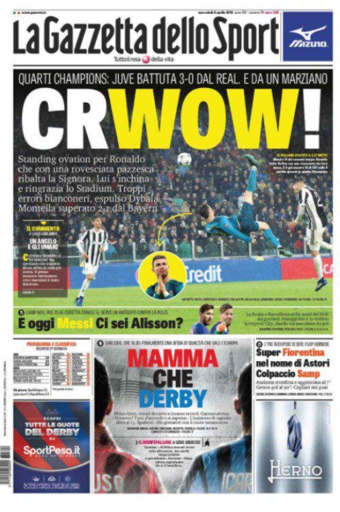 Ronaldo'nun golü gazete manşetlerinde 9