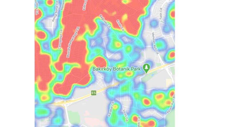 İstanbul Korona virüs yoğunluk haritası güncellendi 3