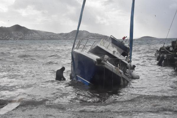 Bodrum'da fırtına 'iskeleler yerinden söküldü' 11