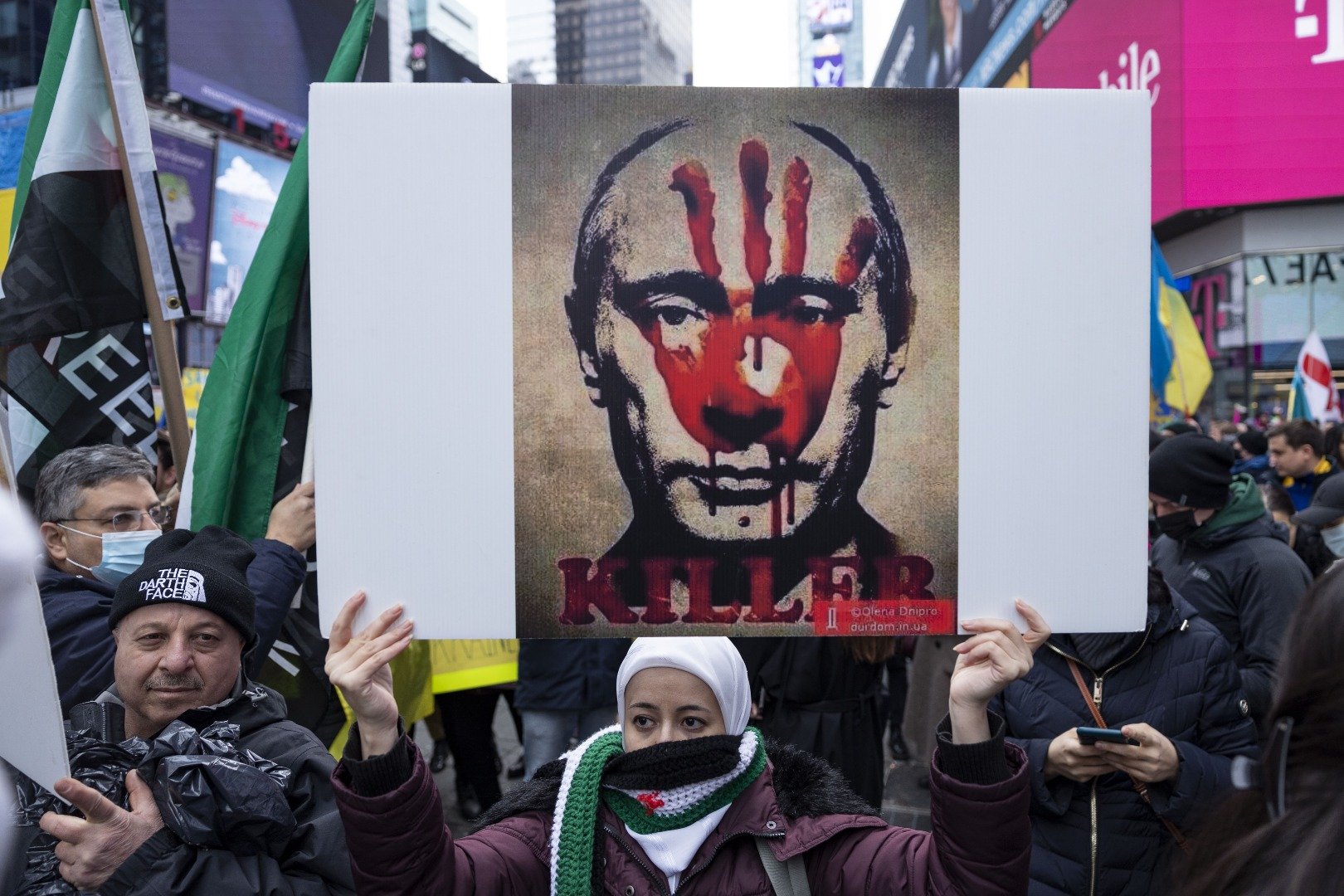 Times Meydanı'nda Rusya'nın Ukrayna saldırısı protesto edildi 12