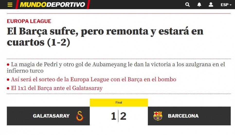 Galatasaray Barcelona maçı dünya basınında 9