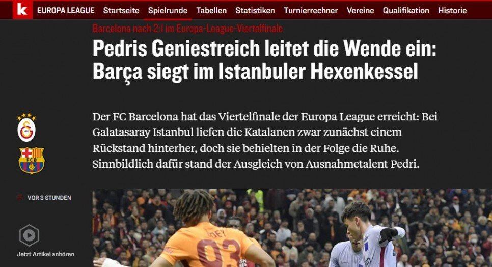 Galatasaray Barcelona maçı dünya basınında 1