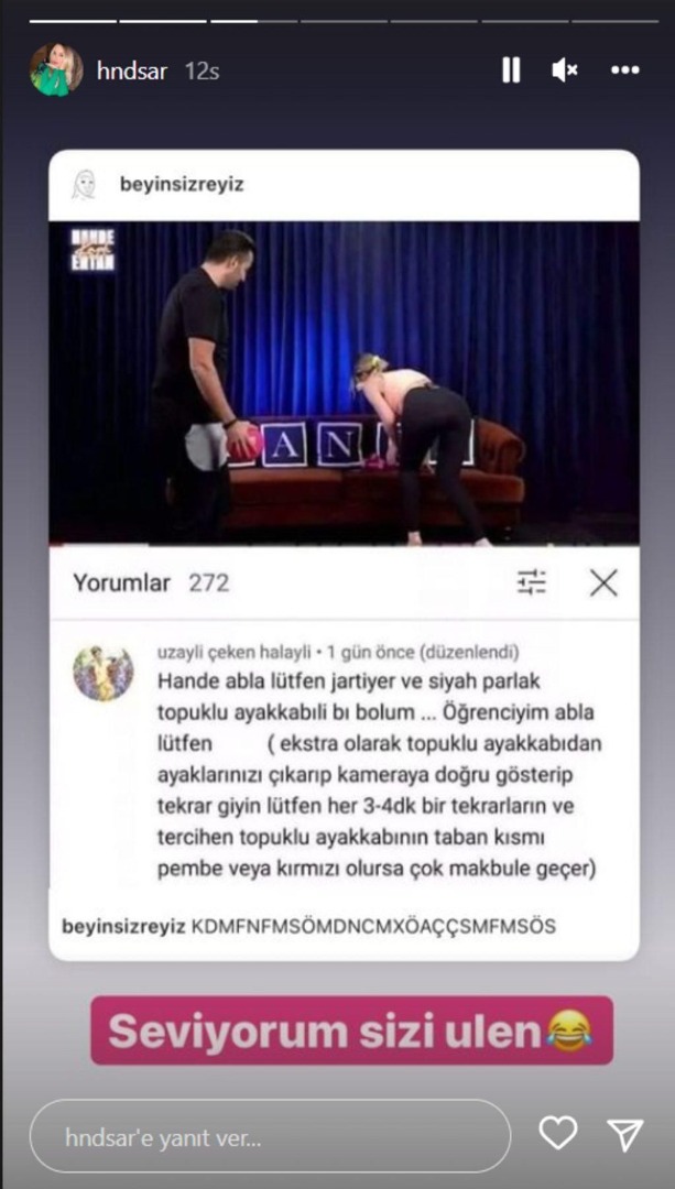 Hande Sarıoğlu'nun takipçisinin isteği 'Yok artık' dedirtti! ''Lütfen jartiyerli ve siyah topuklu...'' 8