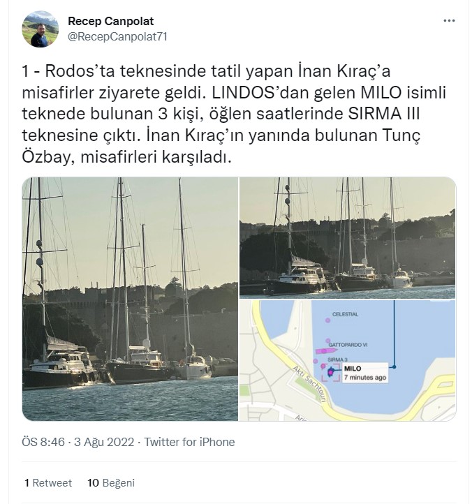 İnan Kıraç 12 günlük erzak aldığı teknesinin güvertesine ilk kez çıktı | Sedat Peker'in sürekli bahsettiği İnan Kıraç Yunan adasında görüntülendi 8