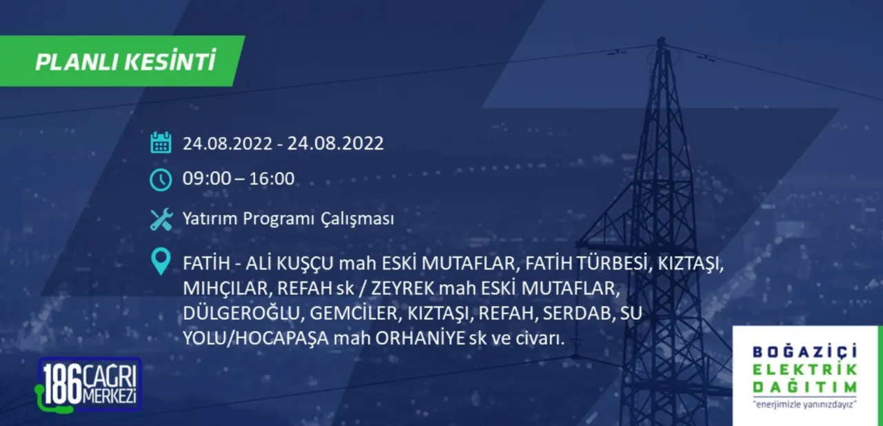 İstanbul Avrupa yakasında büyük elektrik kesintisi 18