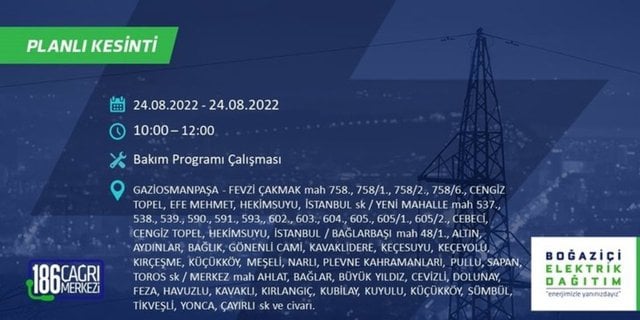 BEDAŞ elektrik kesintisini duyurdu. İstanbul'un yarısı karanlıkta kalacak 27