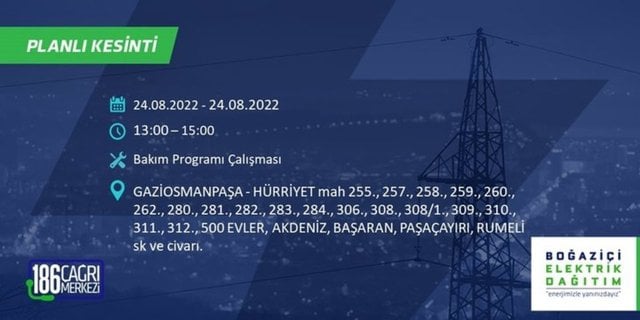 BEDAŞ elektrik kesintisini duyurdu. İstanbul'un yarısı karanlıkta kalacak 28