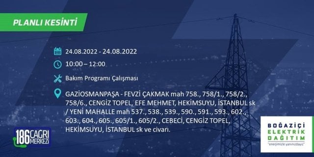 BEDAŞ elektrik kesintisini duyurdu. İstanbul'un yarısı karanlıkta kalacak 26