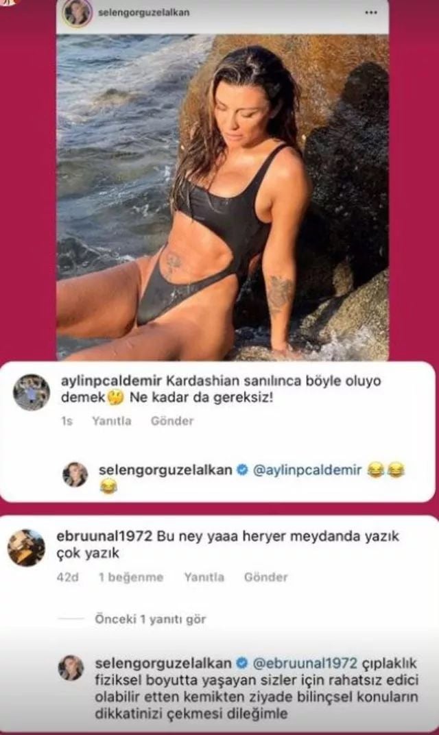 Selen Görgüzel bikinili fotoğraflarını paylaştı.Takipçisinin yorumuna tepki gösterdi 4