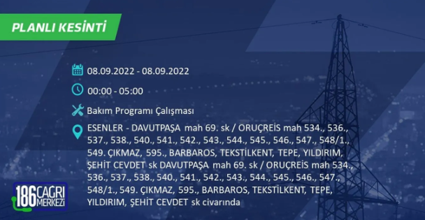 İstanbul'da 10 saatlik elektrik kesintisi: Hangi ilçeler karanlıkta kalacak 27