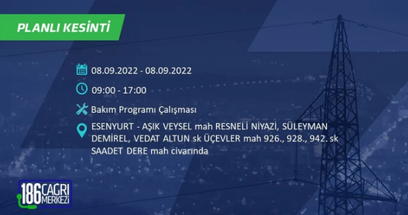 İstanbul'da 10 saatlik elektrik kesintisi: Hangi ilçeler karanlıkta kalacak 24